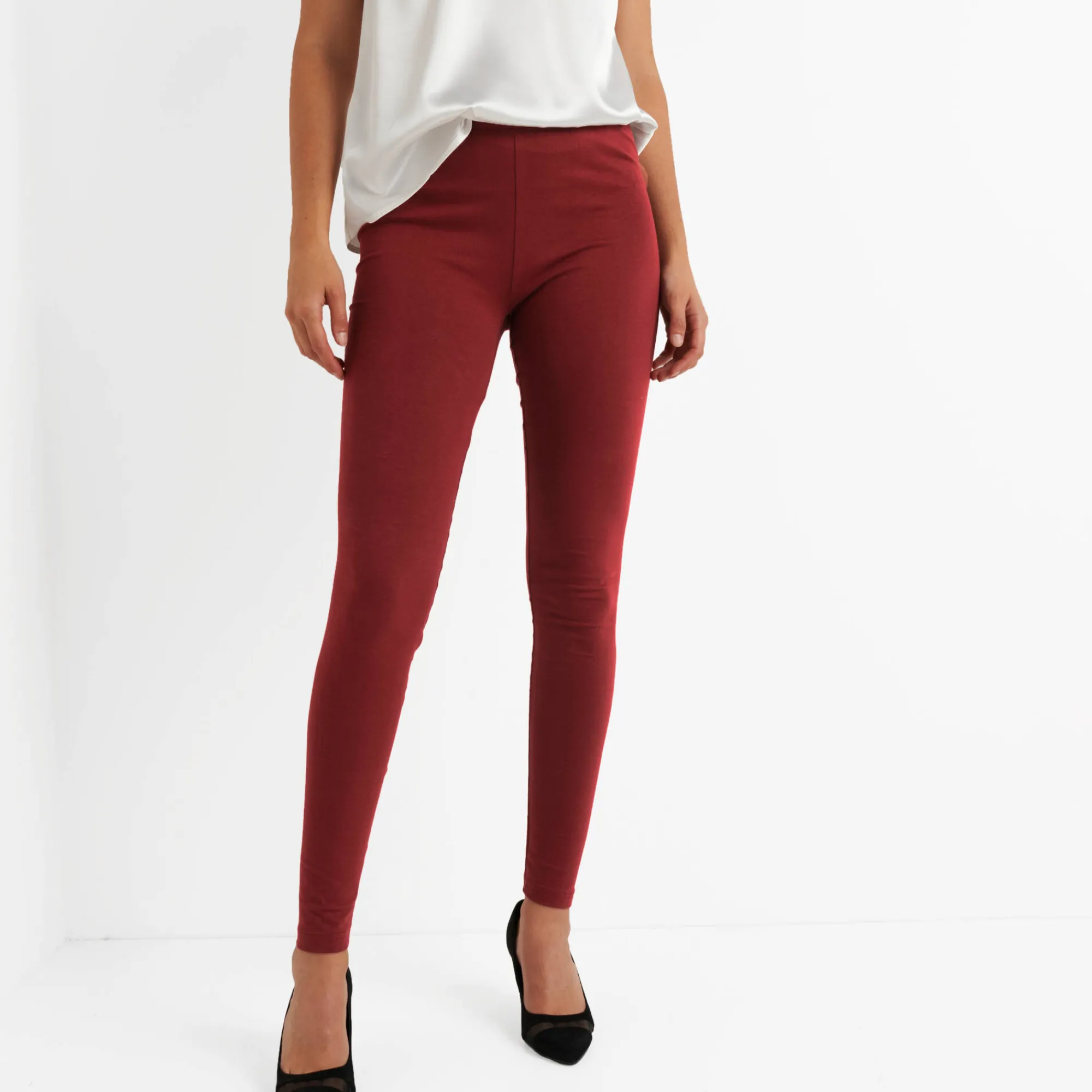 Legging<Blancheporte Set van 2 leggings met elastische taille bordeaux + zwart