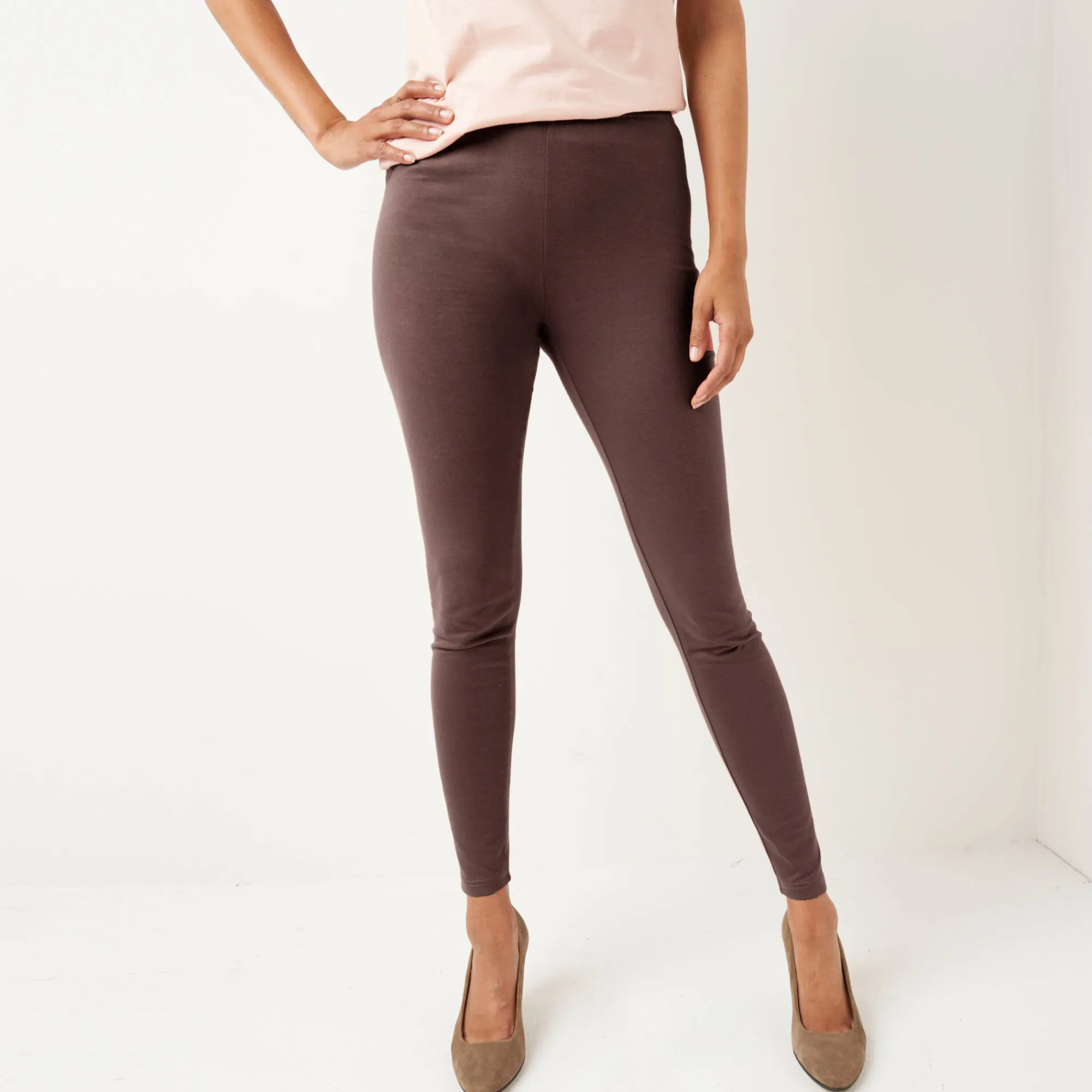 Legging<Blancheporte Set van 2 leggings met elastische taille bruin / zwart