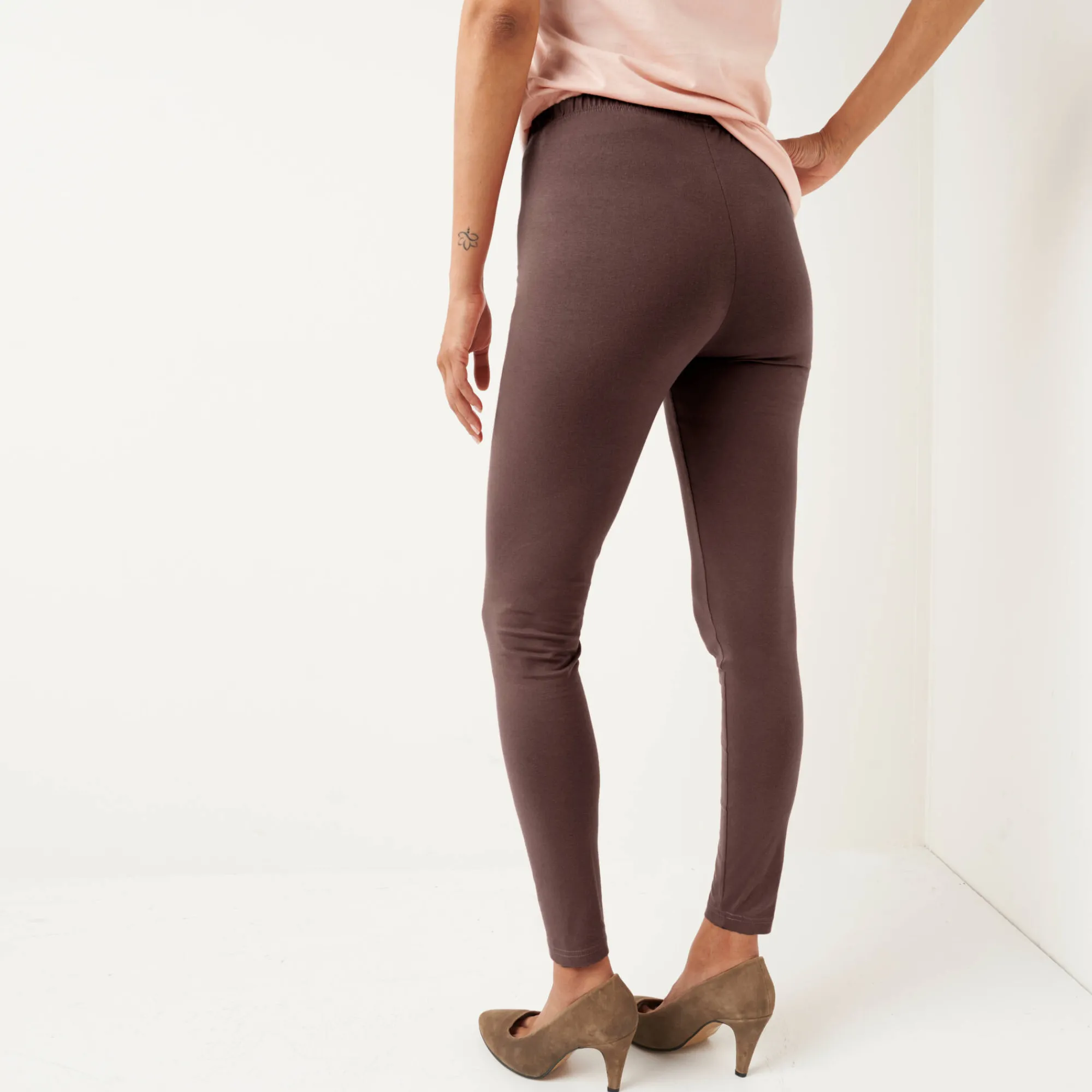 Legging<Blancheporte Set van 2 leggings met elastische taille bruin / zwart