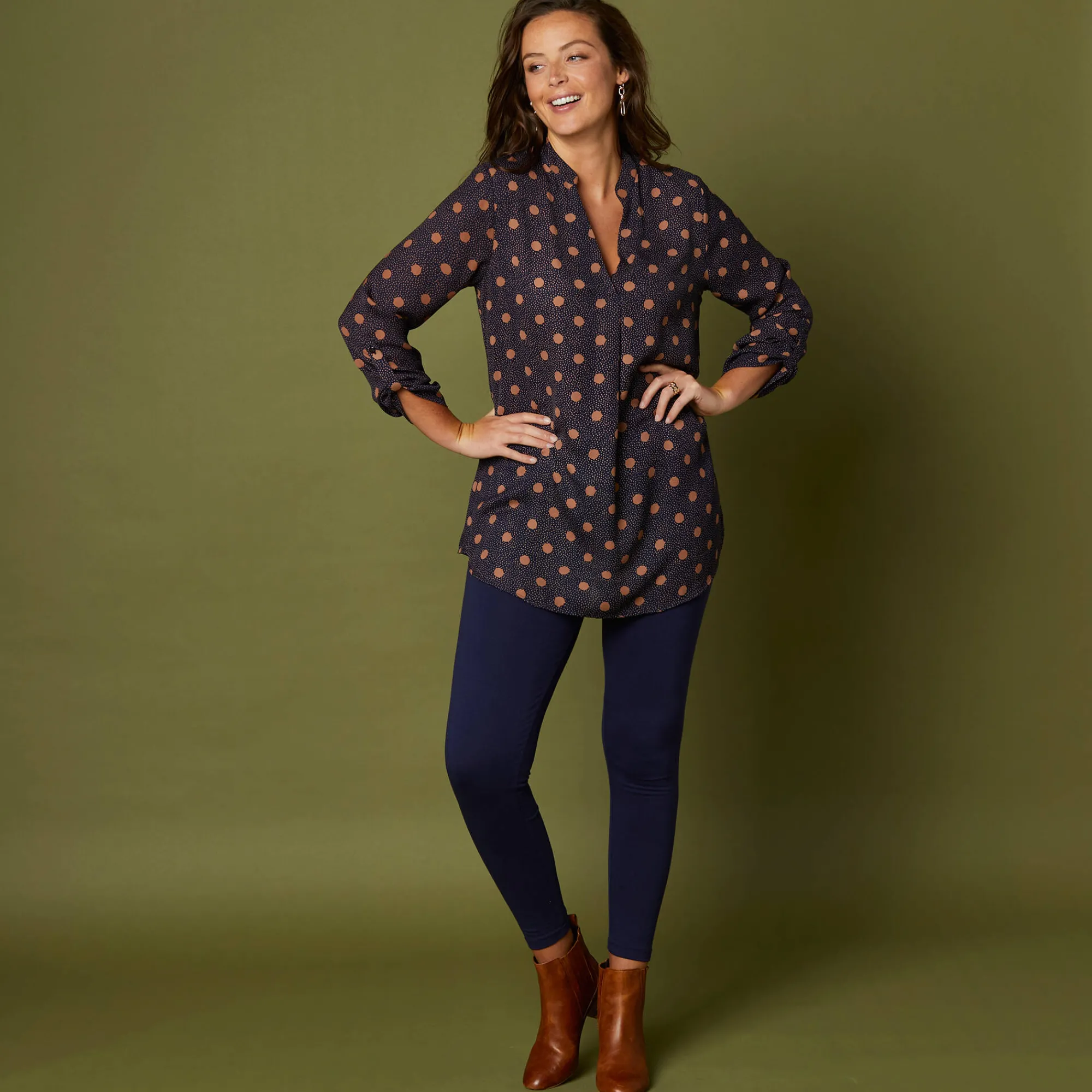Legging<Blancheporte Set van 2 leggings met elastische taille marine / zwart