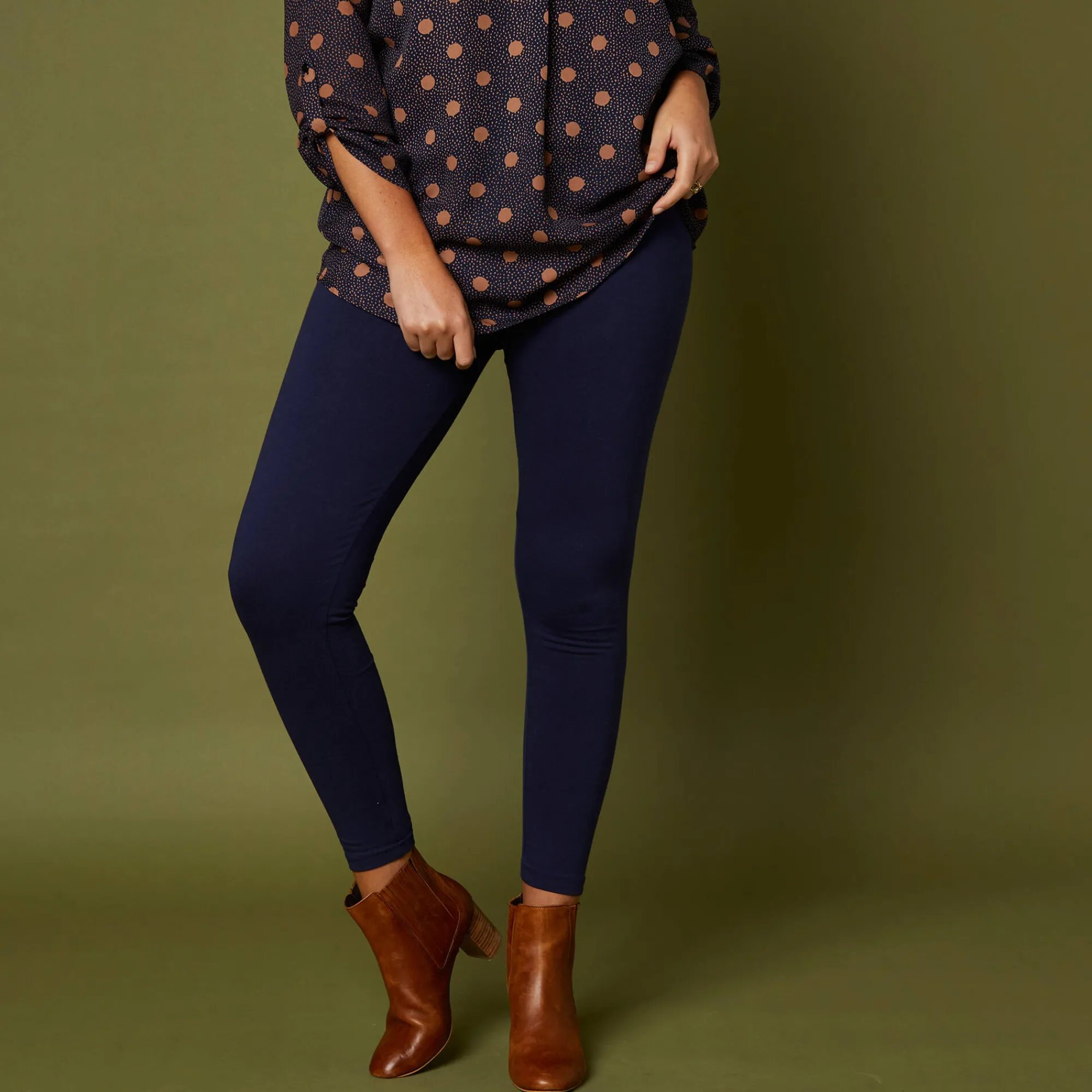 Legging<Blancheporte Set van 2 leggings met elastische taille marine / zwart
