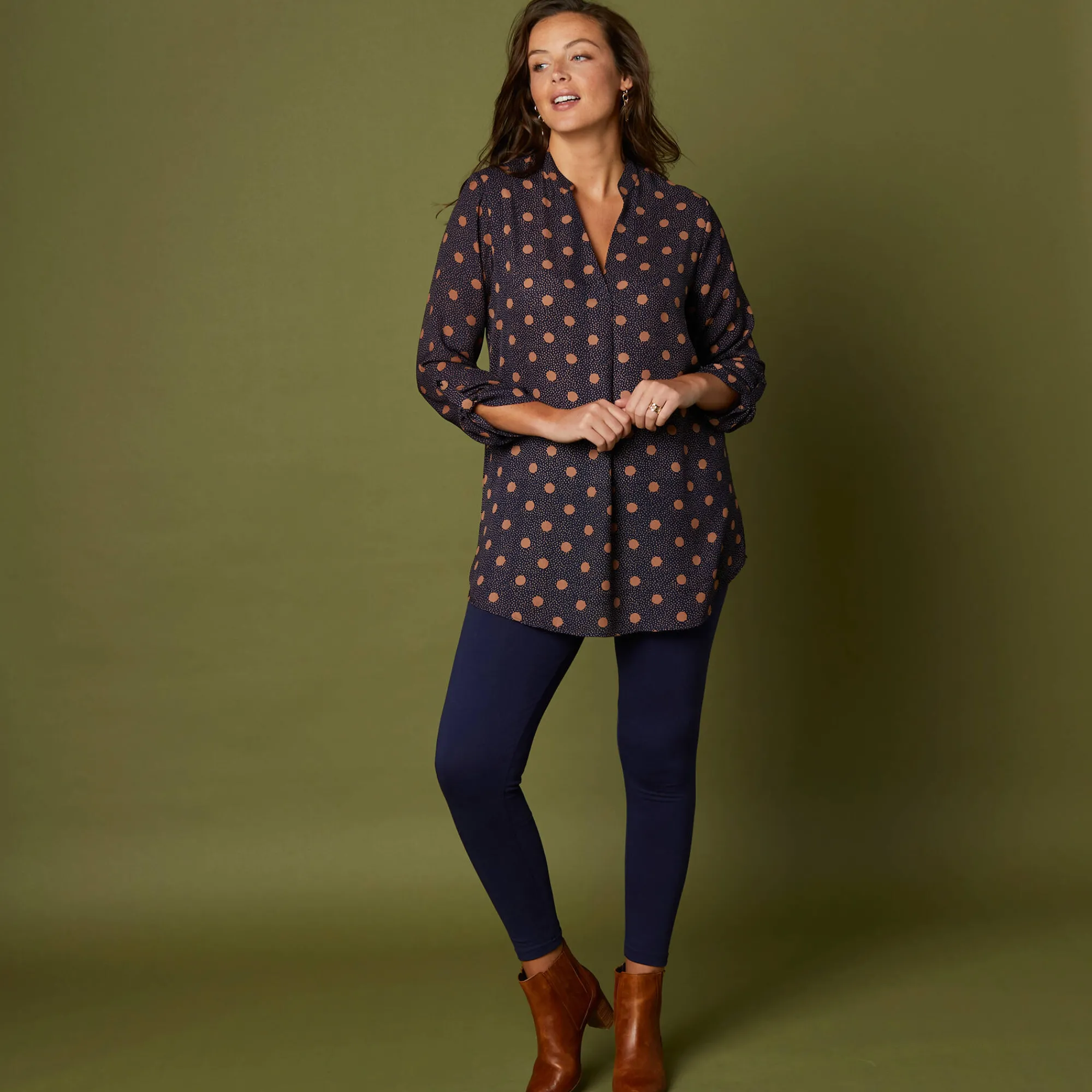 Legging<Blancheporte Set van 2 leggings met elastische taille marine / zwart