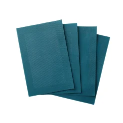 Placemat<Blancheporte Set van 4 placemats - gevlochten vinyl eendenblauw