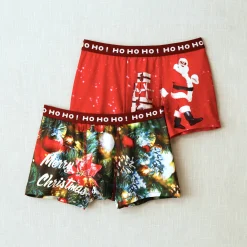 Ondergoed<Blancheporte Set van 2 shorty's met kerstprint in rekbare microvezel rood