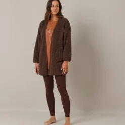 Peignoir En Kamerjas<Blancheporte Sherpa-binnenjas chocolade