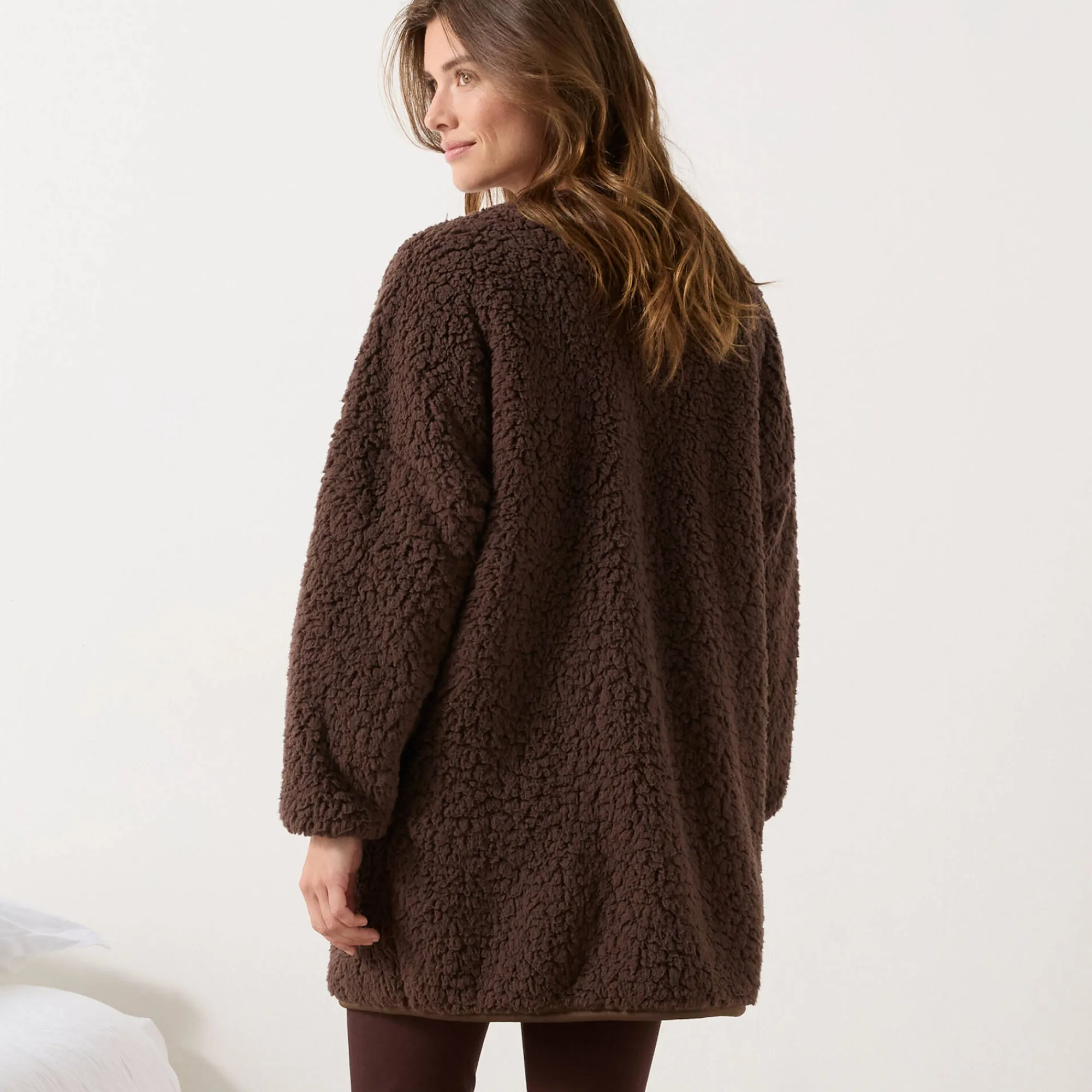 Peignoir En Kamerjas<Blancheporte Sherpa-binnenjas chocolade