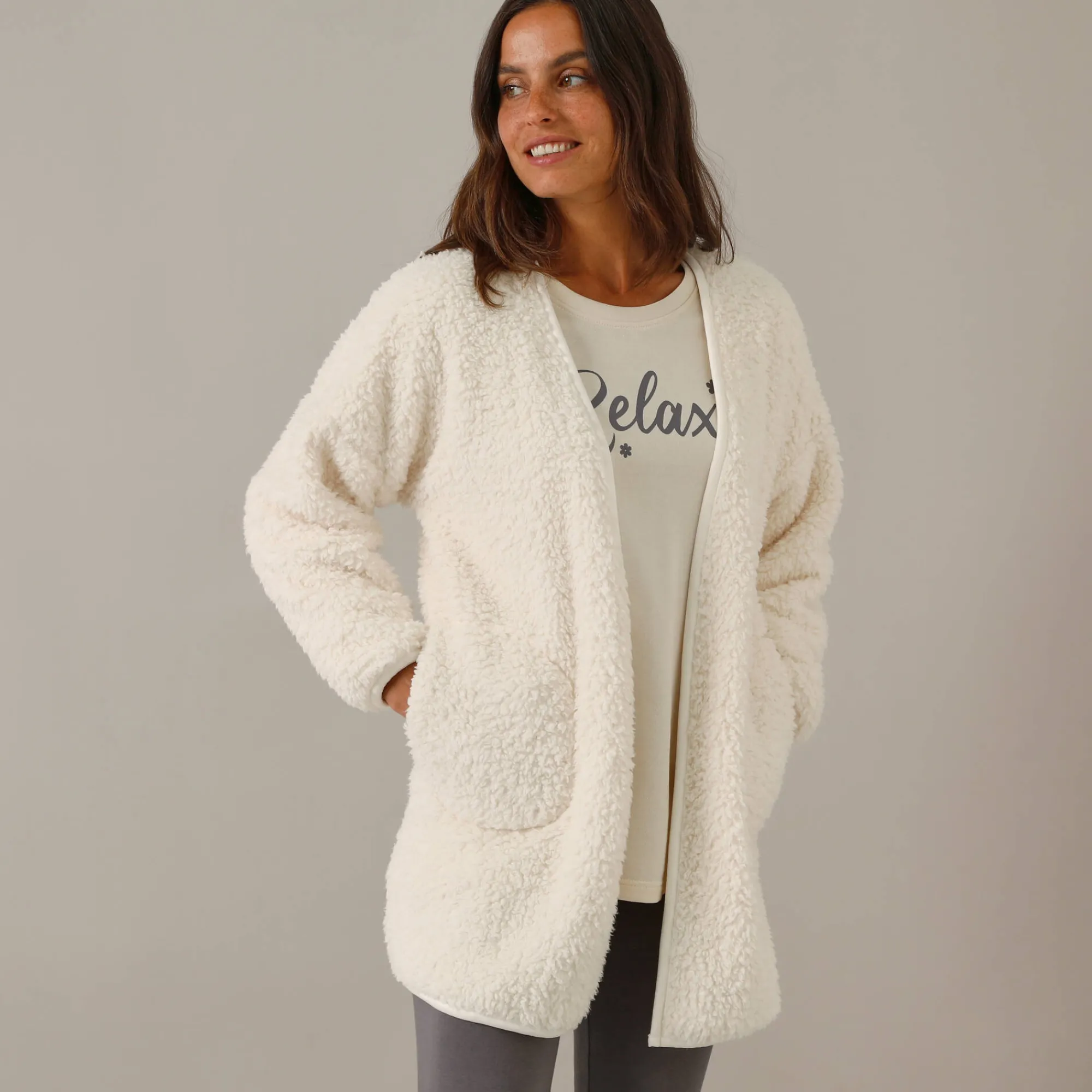 Peignoir En Kamerjas<Blancheporte Sherpa-binnenjas ecru