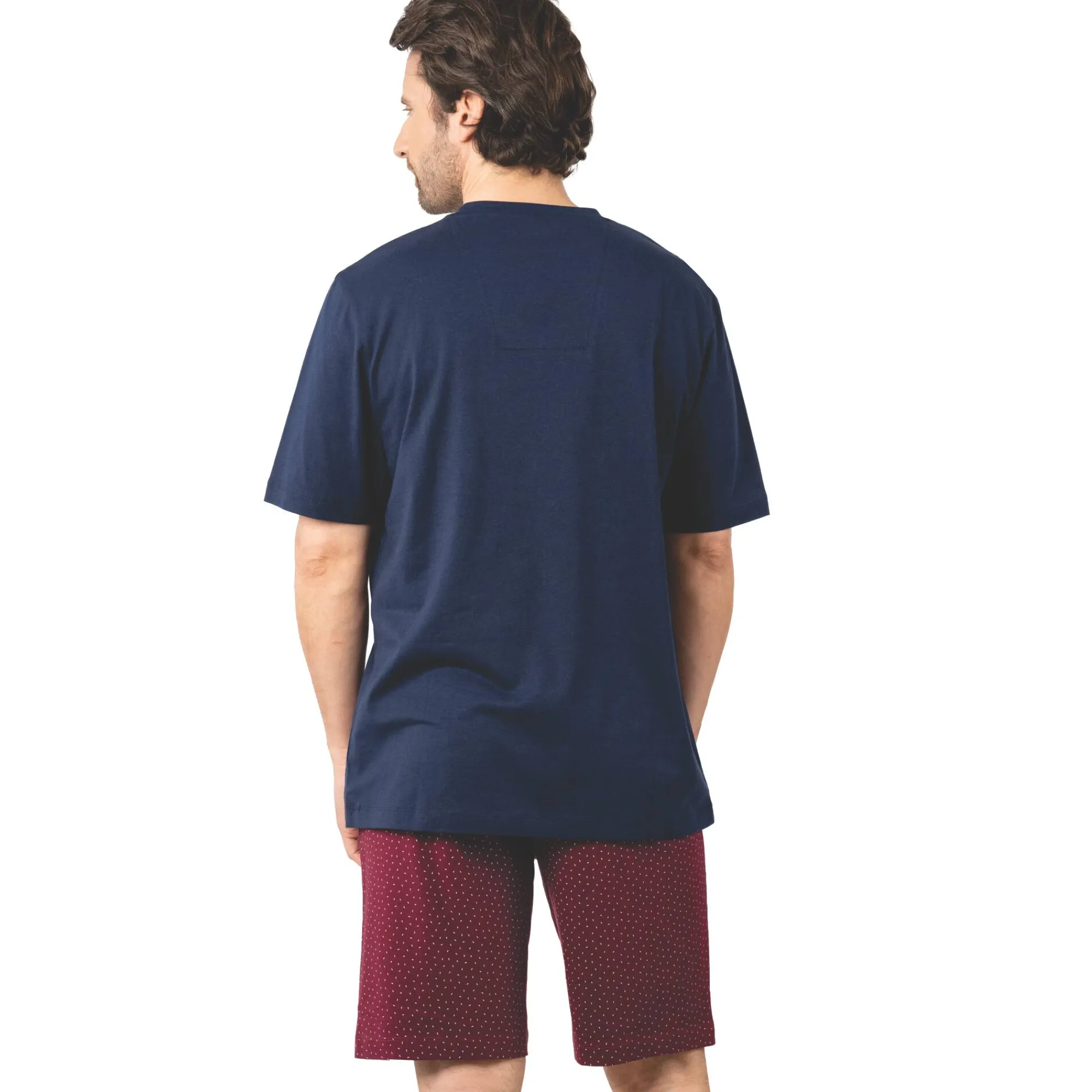 Pyjama En Kamerjas<Eminence Shortama Business met V-hals bordeaux / marine