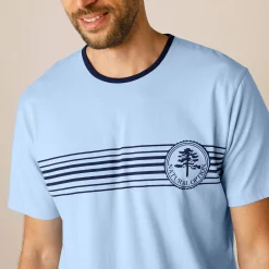Pyjama En Kamerjas<Blancheporte Shortama in katoenjersey met korte mouwen blauw / marine