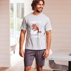Pyjama En Kamerjas<Blancheporte Shortama met korte mouwen Marmotte chiné grijs