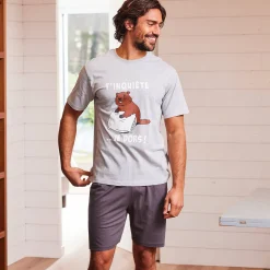 Pyjama En Kamerjas<Blancheporte Shortama met korte mouwen Marmotte chiné grijs