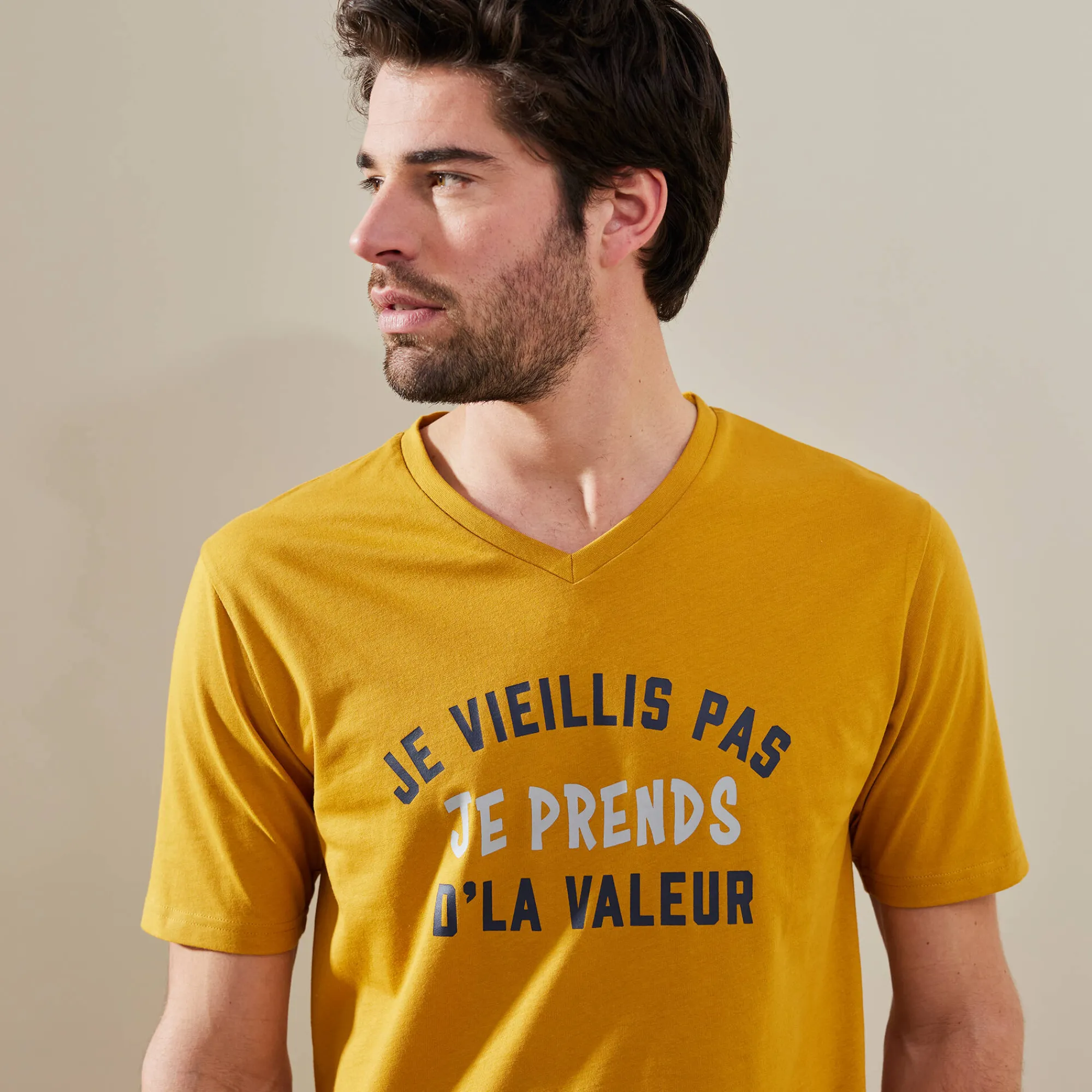 Pyjama En Kamerjas<Blancheporte Shortama met letterprint honing / grijs