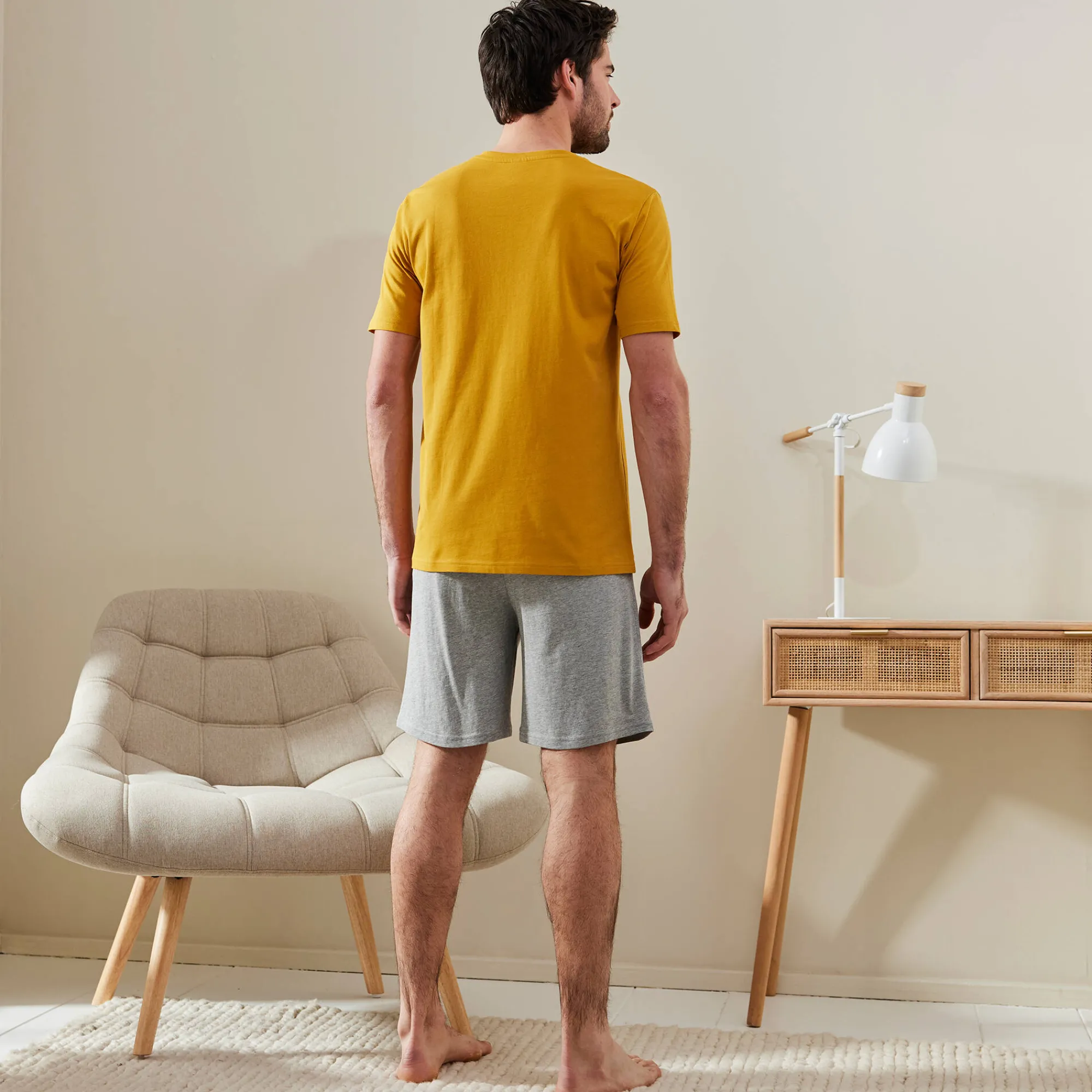 Pyjama En Kamerjas<Blancheporte Shortama met letterprint honing / grijs