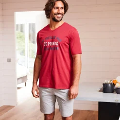 Pyjama En Kamerjas<Blancheporte Shortama met letterprint bordeaux / chiné grijs