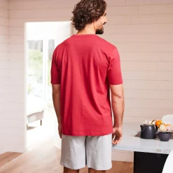 Pyjama En Kamerjas<Blancheporte Shortama met letterprint bordeaux / chiné grijs