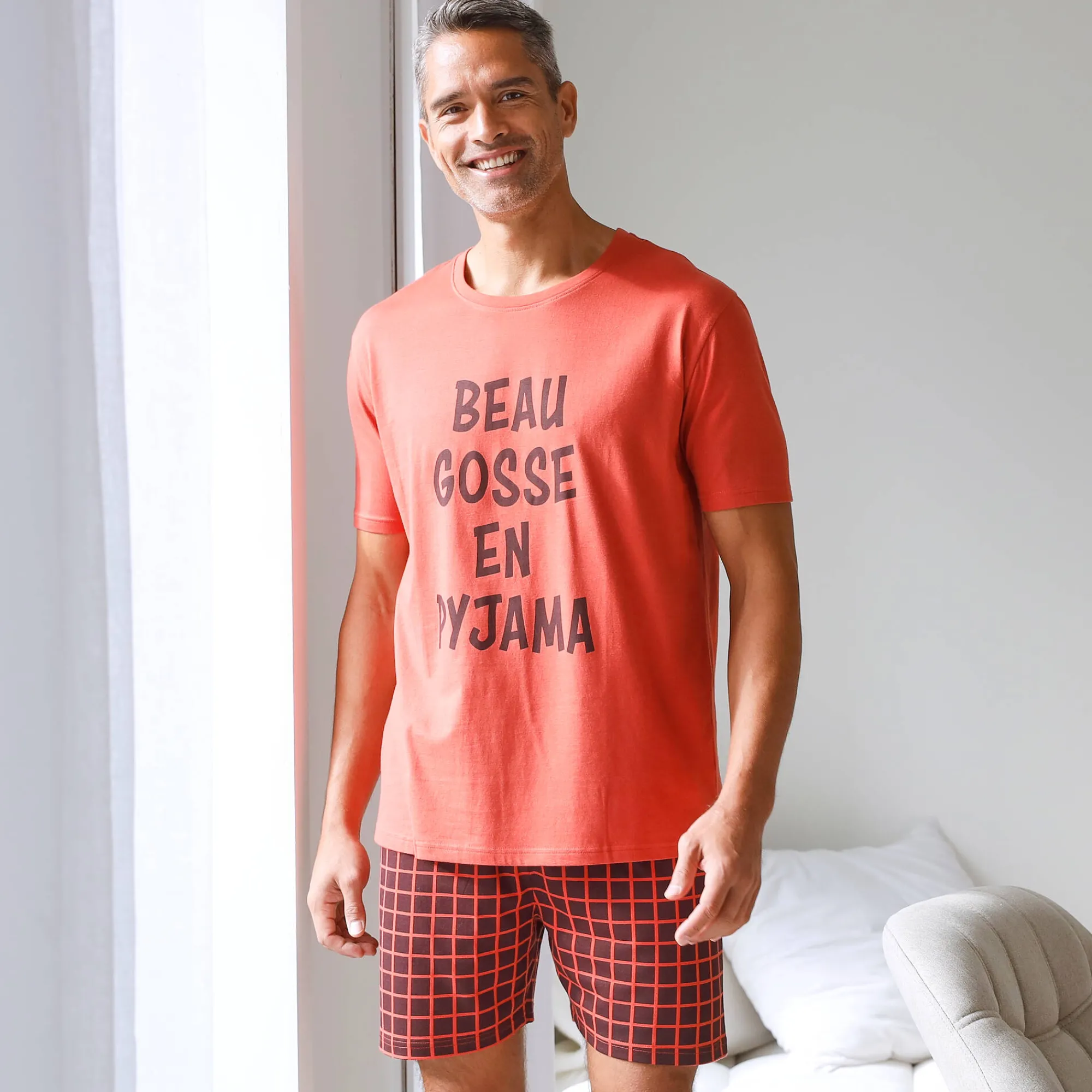 Pyjama En Kamerjas<Blancheporte Shortama met ronde hals en letterprint tomette