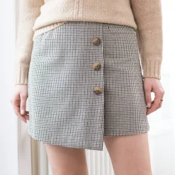 Rok<Blancheporte Short-rok met ruitjesmotief beige / chocolade