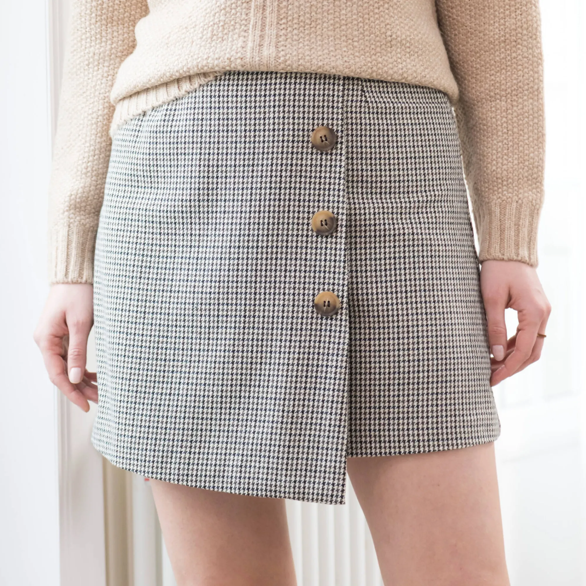 Rok<Blancheporte Short-rok met ruitjesmotief beige / chocolade