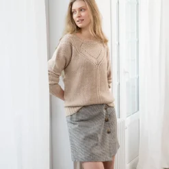 Rok<Blancheporte Short-rok met ruitjesmotief beige / chocolade