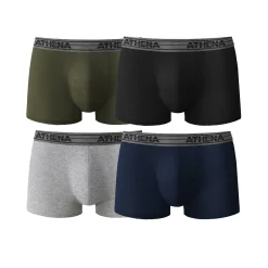 Ondergoed<Athena Shorty Basic Coton - set van 4 zwart + grijs + groen