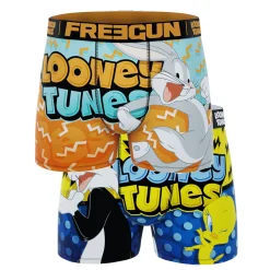 Ondergoed<Freegun Shorty in stretchjersey Looney Tunes ® - set van 2 oranje + blauw