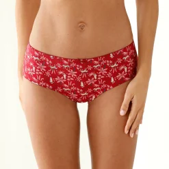 Slip En Shorty<Blancheporte Shorty in stretchkatoen met "panter" print - Set van 4 rood