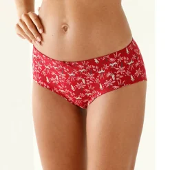 Slip En Shorty<Blancheporte Shorty in stretchkatoen met "panter" print - Set van 4 rood