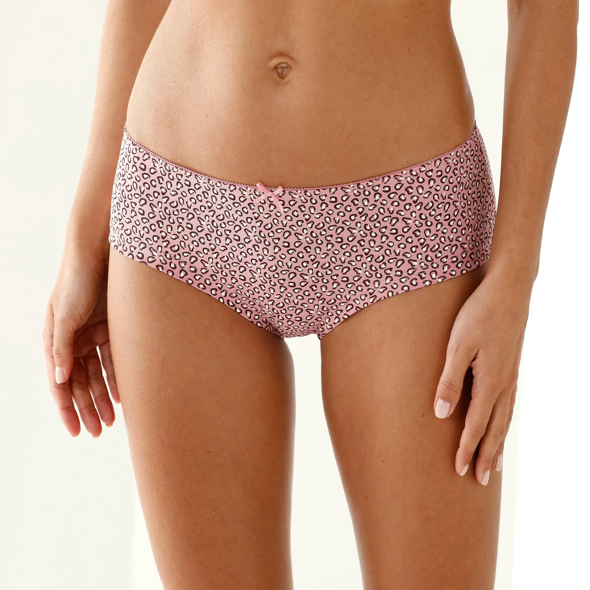 Slip En Shorty<Blancheporte Shorty in stretchkatoen met "panter" print - Set van 4 rood