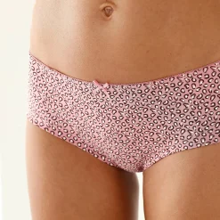 Slip En Shorty<Blancheporte Shorty in stretchkatoen met "panter" print - Set van 4 rood