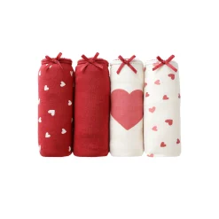 Slip En Shorty<Blancheporte Shorty in stretchkatoen met hartjesprint - set van 4 rood