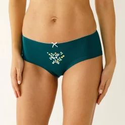 Slip En Shorty<Blancheporte Shorty in stretchkatoen met bloemenprint - set van 4 blauw / groen