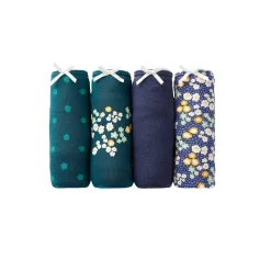 Slip En Shorty<Blancheporte Shorty in stretchkatoen met bloemenprint - set van 4 blauw / groen