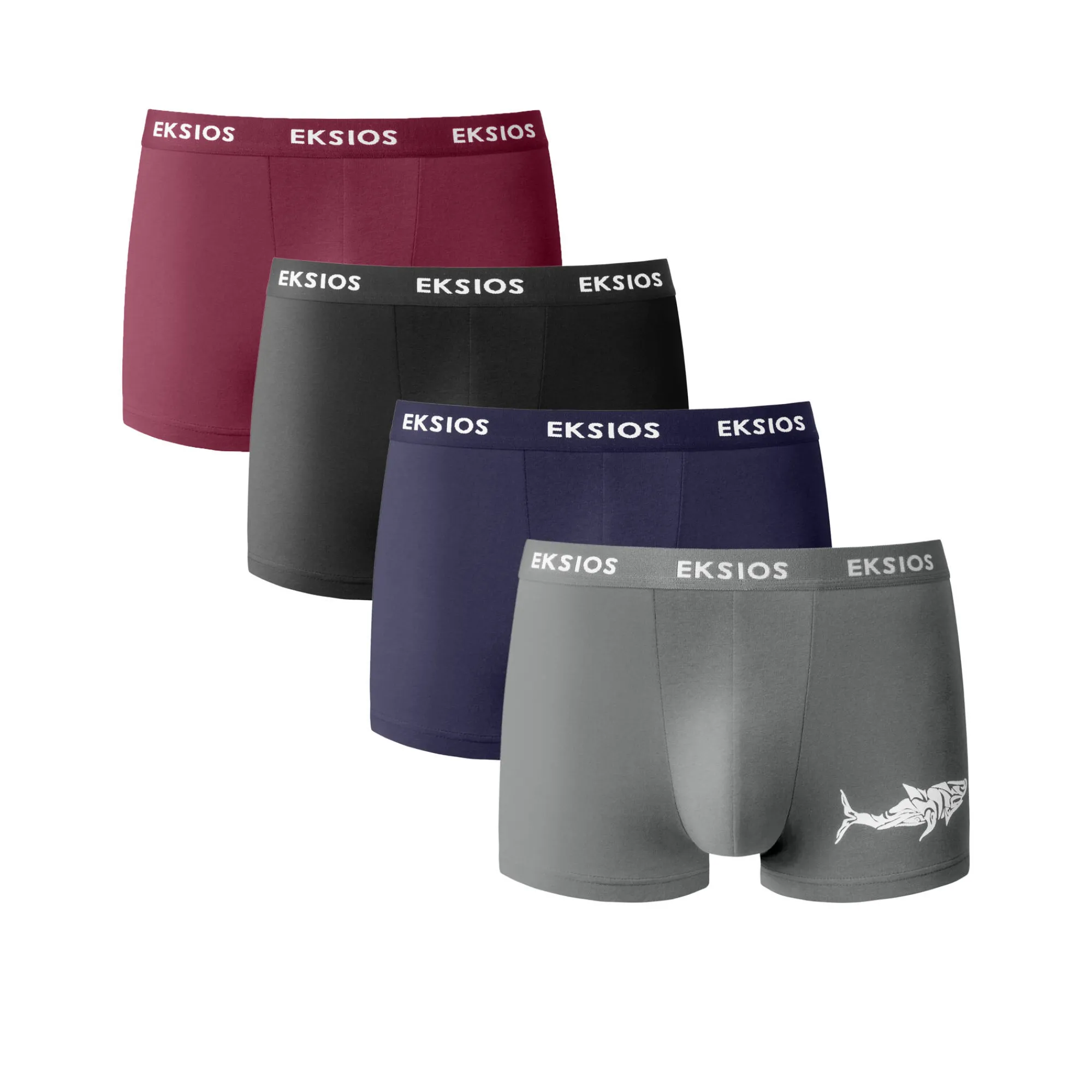 Ondergoed<Blancheporte Shorty met fantasieprint - set van 4 marine + bordeaux + grijs