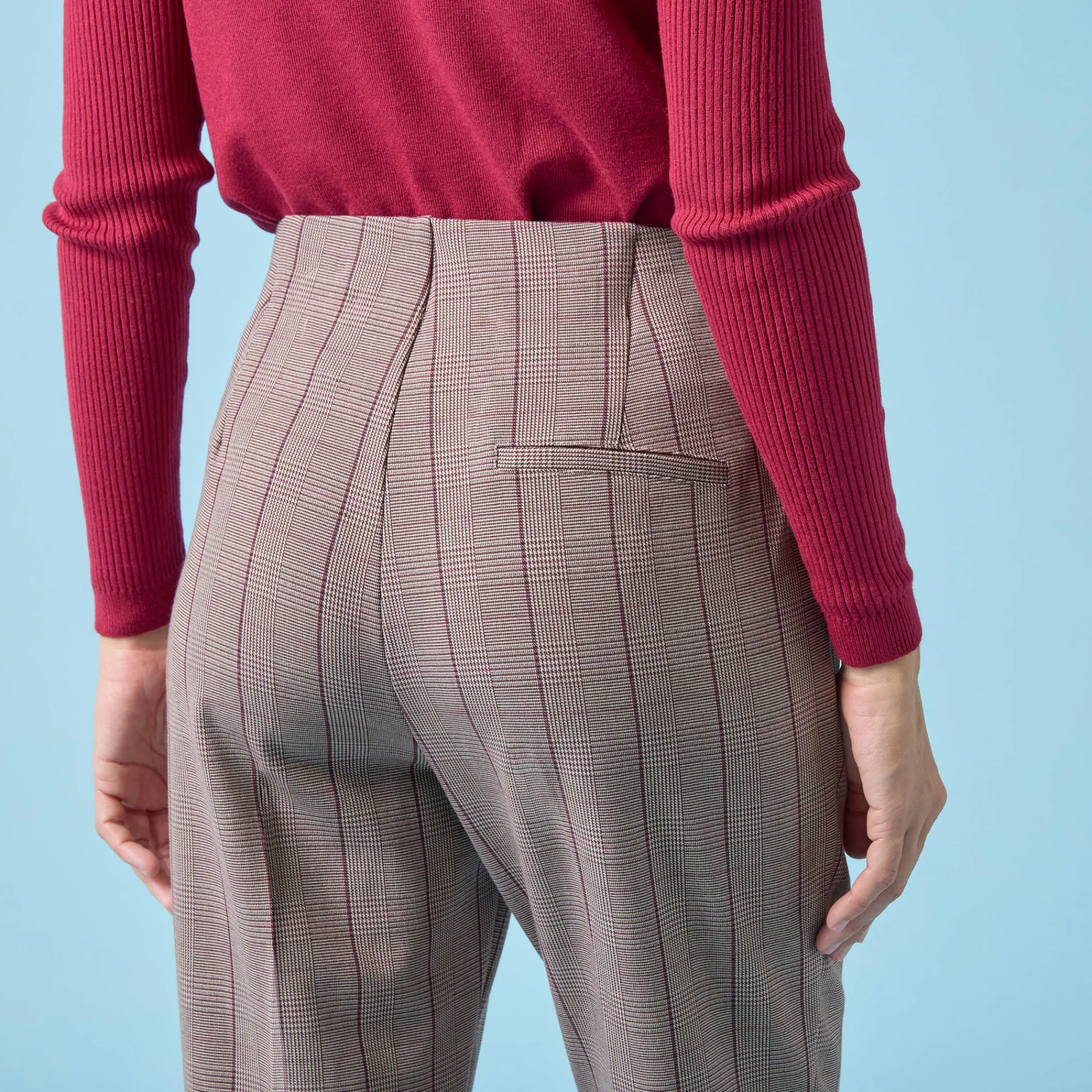 Broek<Blancheporte Slimbroek met ruitenprint, kleine lengtes chocolade