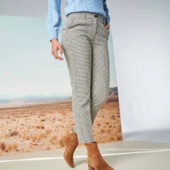 Broek<Blancheporte 77/8-slimbroek, pied-de-poule print beige / chocolade