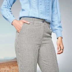 Broek<Blancheporte 77/8-slimbroek, pied-de-poule print beige / chocolade