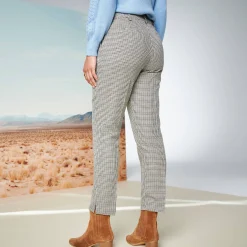 Broek<Blancheporte 77/8-slimbroek, pied-de-poule print beige / chocolade