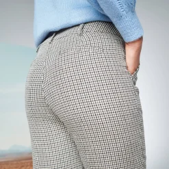 Broek<Blancheporte 77/8-slimbroek, pied-de-poule print beige / chocolade