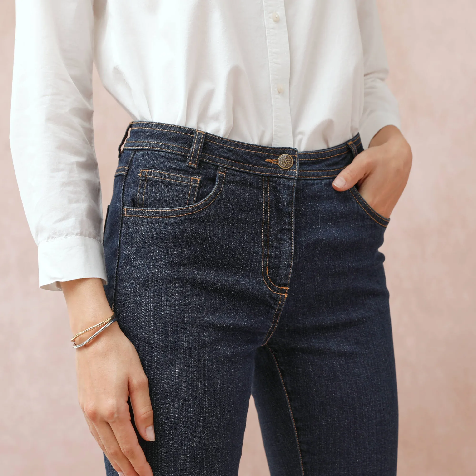 Jeans|Broek<Blancheporte Slimjeans met hoge taille, ingekort model raw