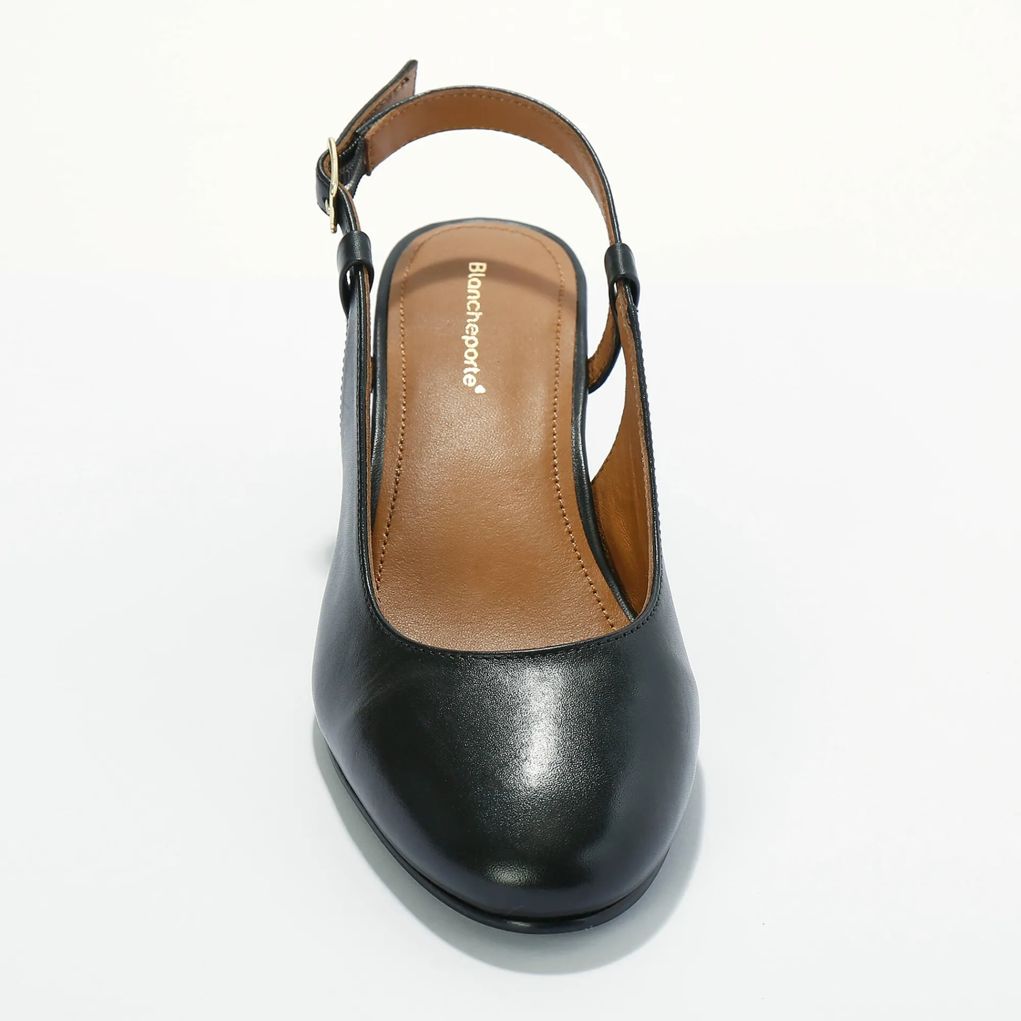 Pumps|Schoenen<Blancheporte Slingback pumps in leer, LWG-gecertificeerd zwart