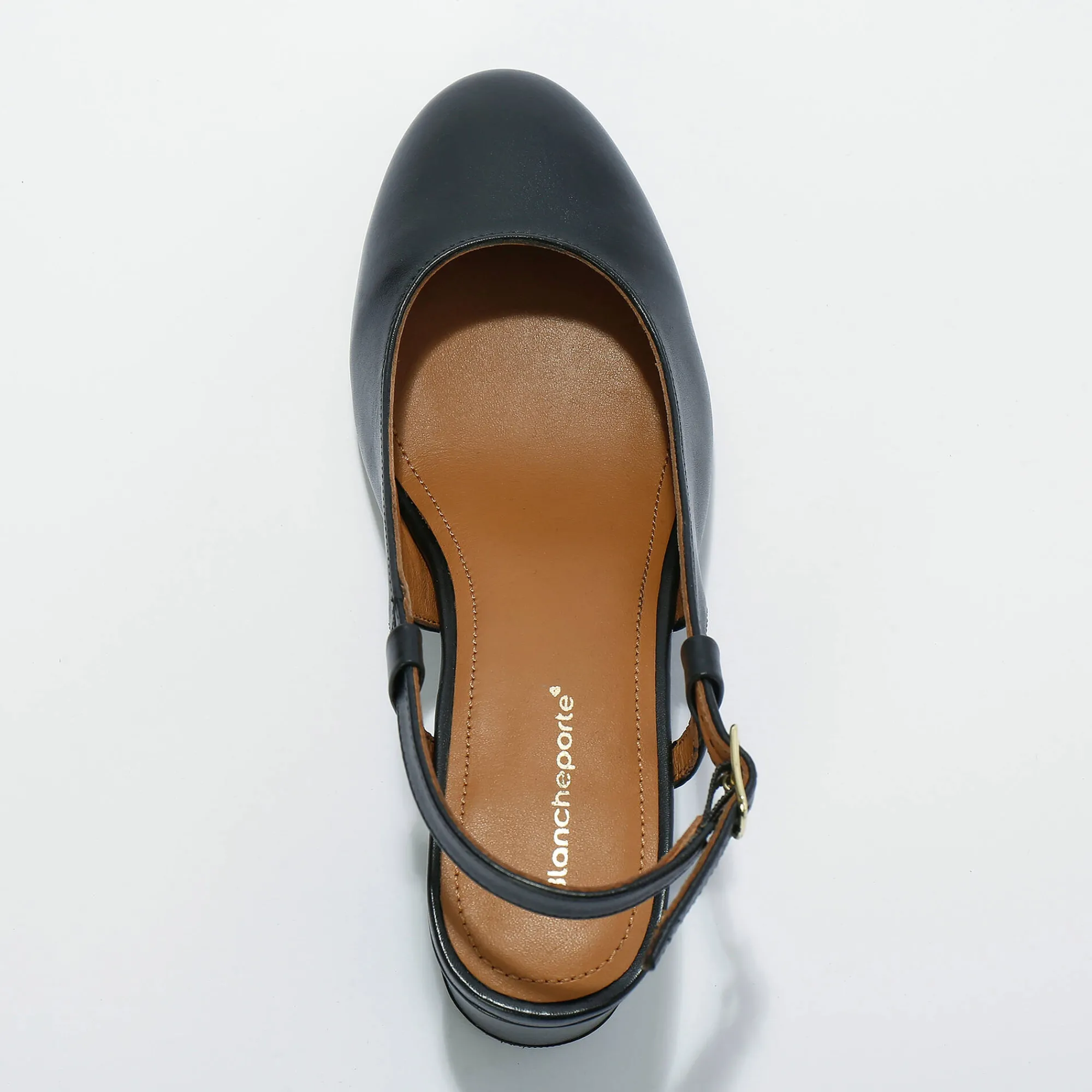 Pumps|Schoenen<Blancheporte Slingback pumps in leer, LWG-gecertificeerd zwart