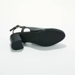 Pumps|Schoenen<Blancheporte Slingback pumps in leer, LWG-gecertificeerd zwart