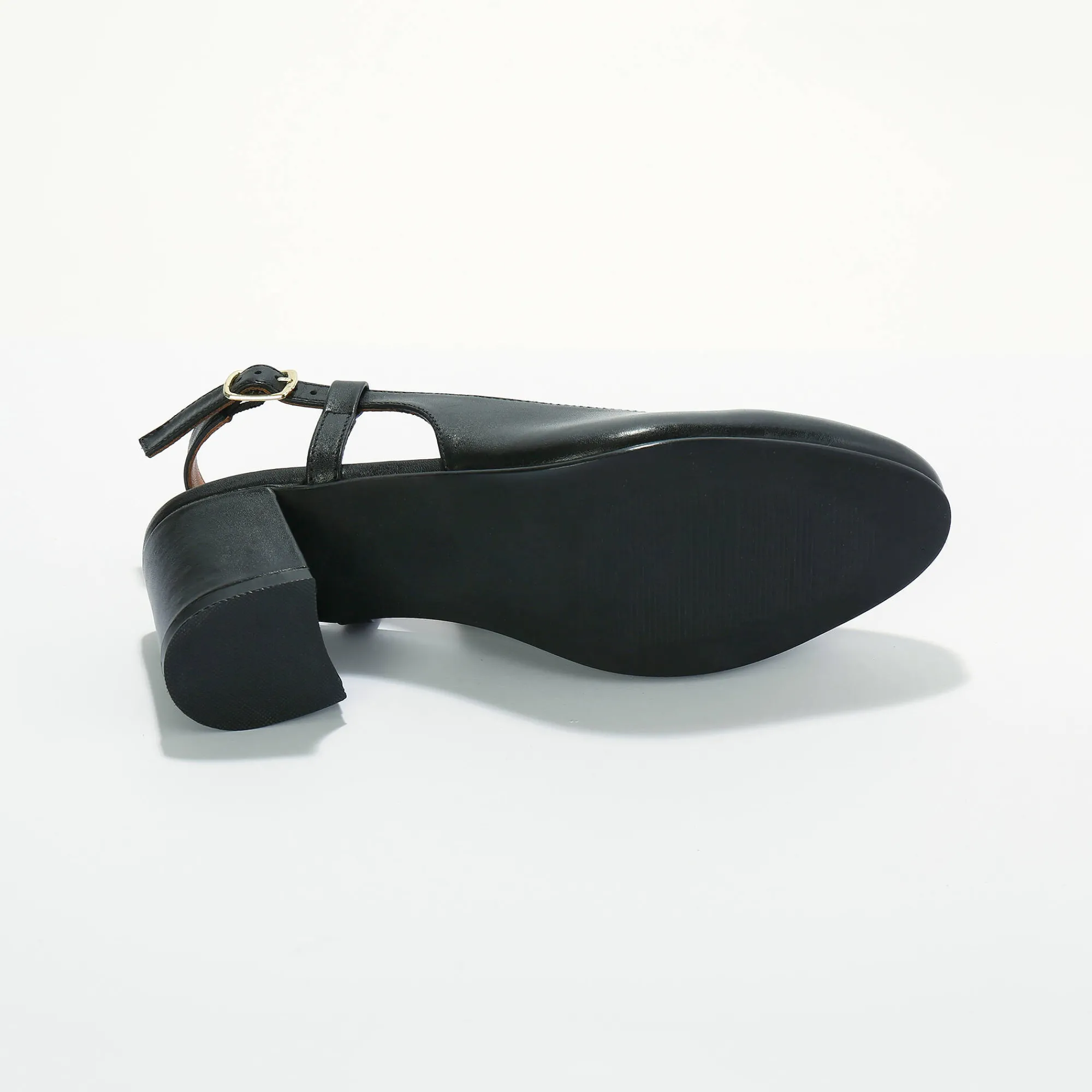 Pumps|Schoenen<Blancheporte Slingback pumps in leer, LWG-gecertificeerd zwart