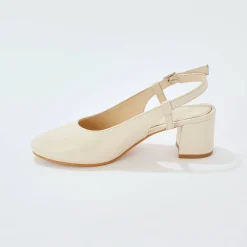 Pumps|Schoenen<Blancheporte Slingback pumps in leer, LWG-gecertificeerd cr&egrave;me