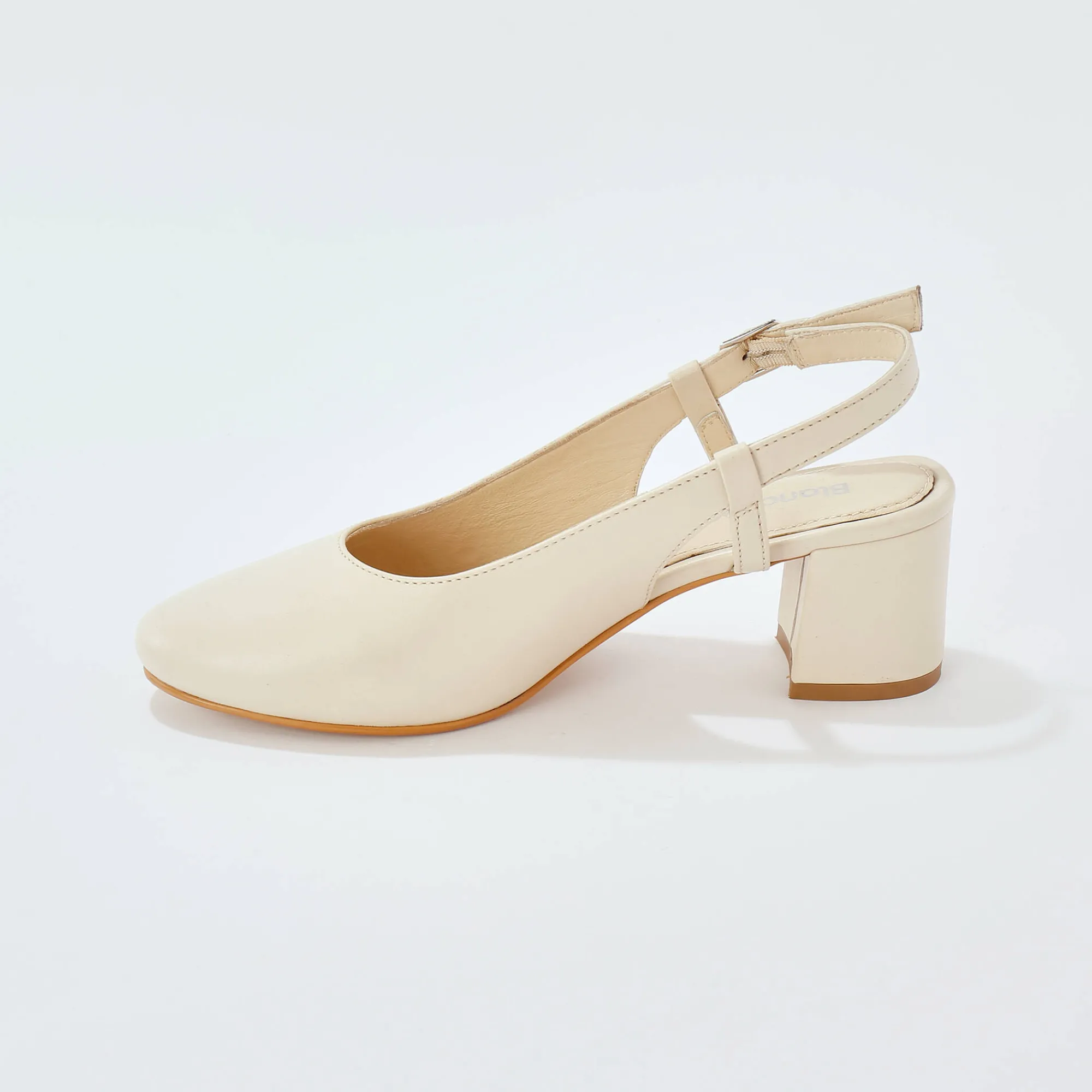 Pumps|Schoenen<Blancheporte Slingback pumps in leer, LWG-gecertificeerd crème