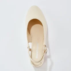 Pumps|Schoenen<Blancheporte Slingback pumps in leer, LWG-gecertificeerd crème