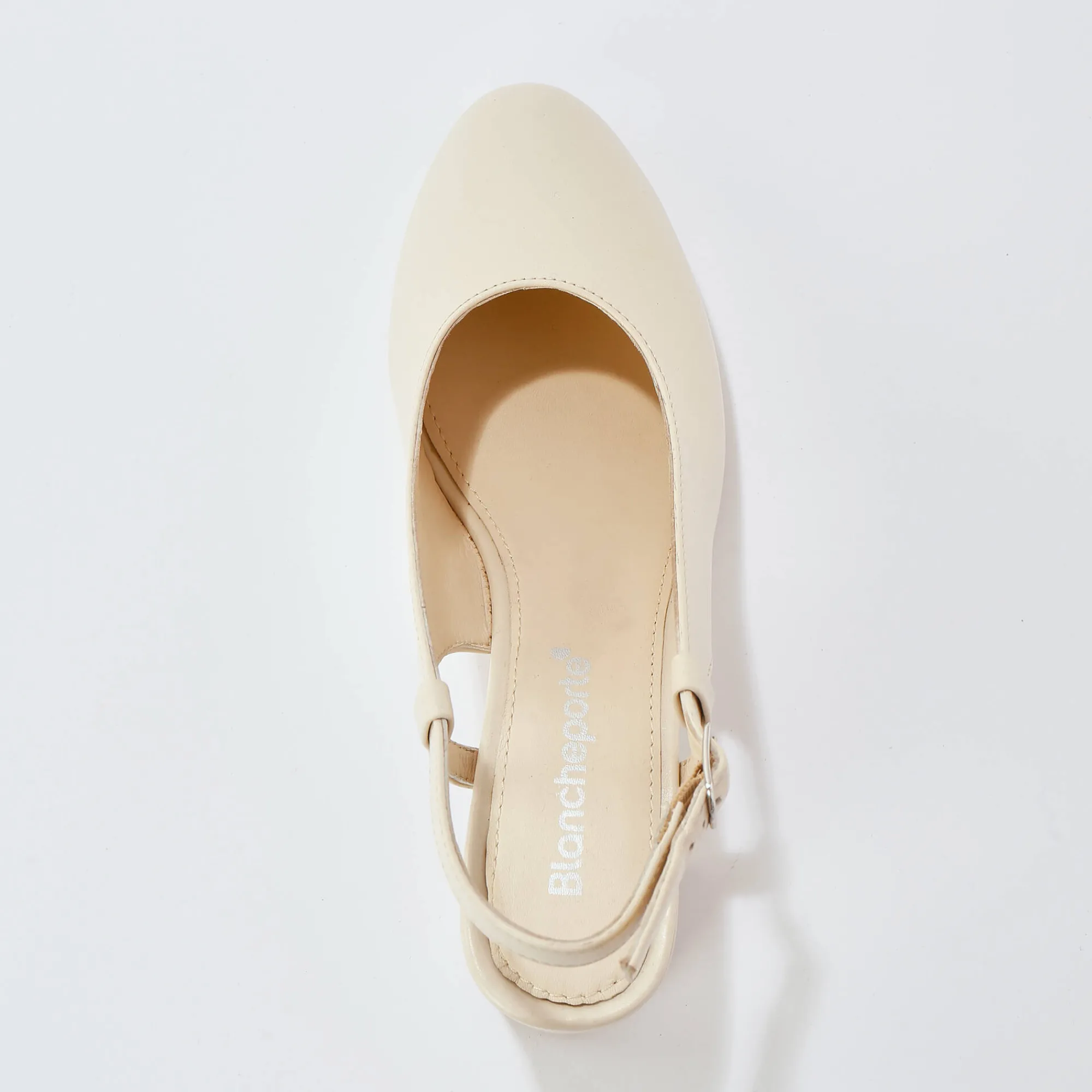 Pumps|Schoenen<Blancheporte Slingback pumps in leer, LWG-gecertificeerd crème