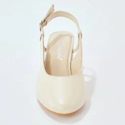 Pumps|Schoenen<Blancheporte Slingback pumps in leer, LWG-gecertificeerd crème