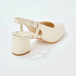 Pumps|Schoenen<Blancheporte Slingback pumps in leer, LWG-gecertificeerd crème