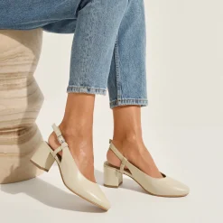 Pumps|Schoenen<Blancheporte Slingback pumps in leer, LWG-gecertificeerd crème